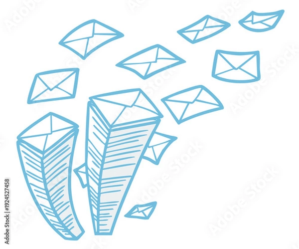 Obraz 大量のメールがたまっている様子のベクターイラスト