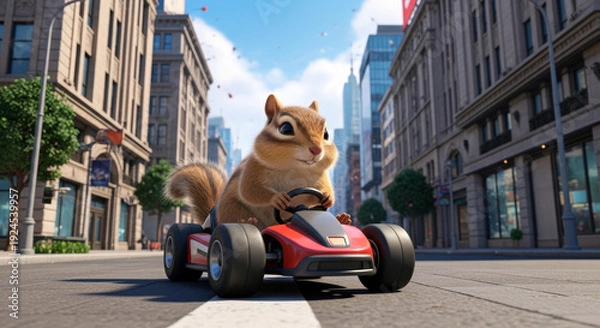 Obraz ゴーカートに乗るシマリス