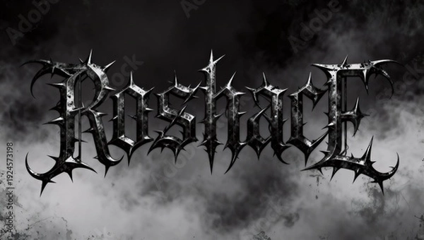 Obraz 深紅の攻撃性を放つスパイク状ダークメタルロゴ