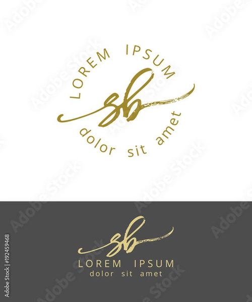 Obraz S B. Handdrawn Brush Monogram Calligraphy Logo Design