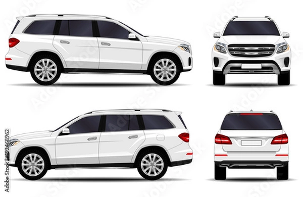 Obraz realistic SUV car. front view; side view; back view.