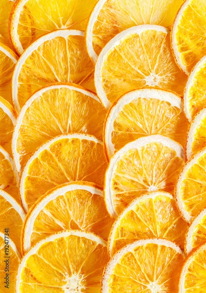 Fototapeta Pattern Natural Oranges and Grapefruit Dried Sliced Candied Fruits Citrus Caramelized  Background Food Top View Copy space for Text