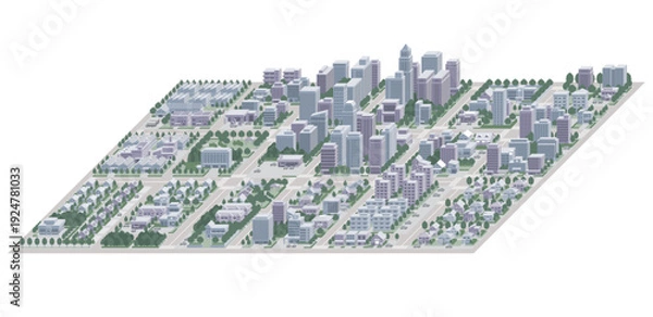 Obraz 街並みの立体図. 都市の景観.