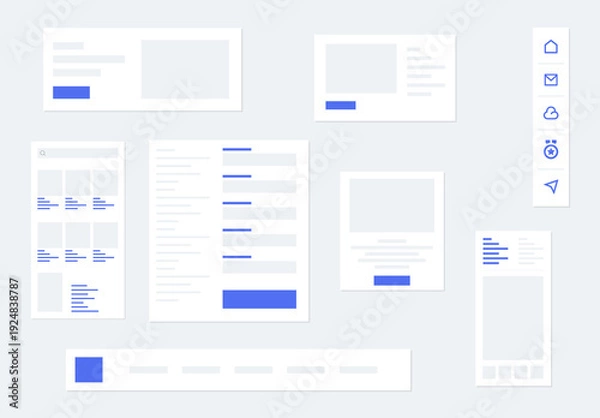 Obraz Modern Website and Mobile App Wireframe UI Kit