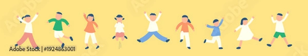 Obraz 元気に体を動かす子供たちのイラストセット