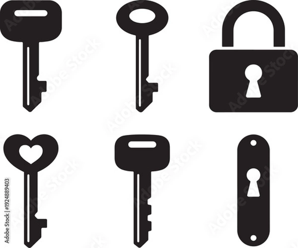 Obraz Classic Key and Lock Icon Collection Vector