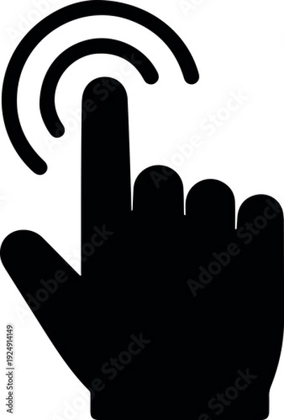 Obraz Black Hand Pointer Cursor Icon Finger Touch Screen Gesture Vector