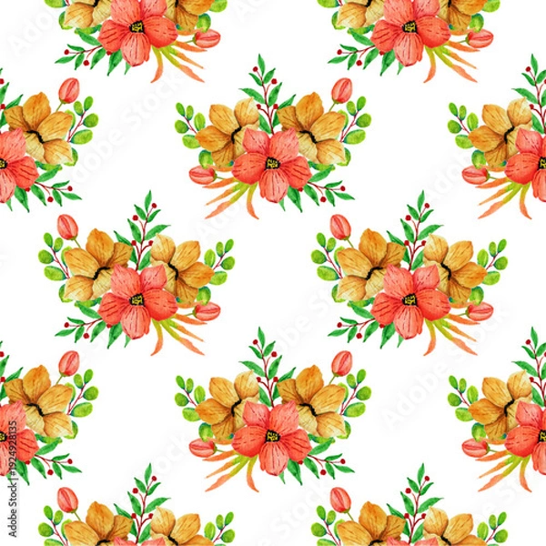 Fototapeta Flower vector seamless pattern illustration floral background 

