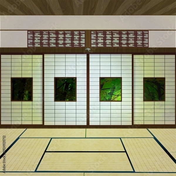 Obraz 縁側のある和室