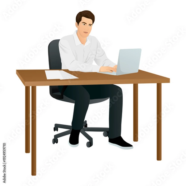 Obraz Working at Desk Illustration