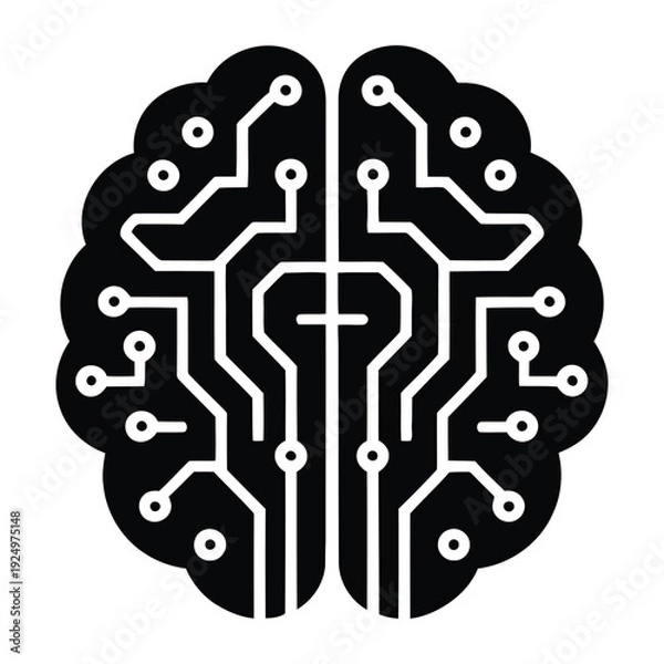 Obraz Artificial Intelligence Monogram Vector, Silhouette, Illustration