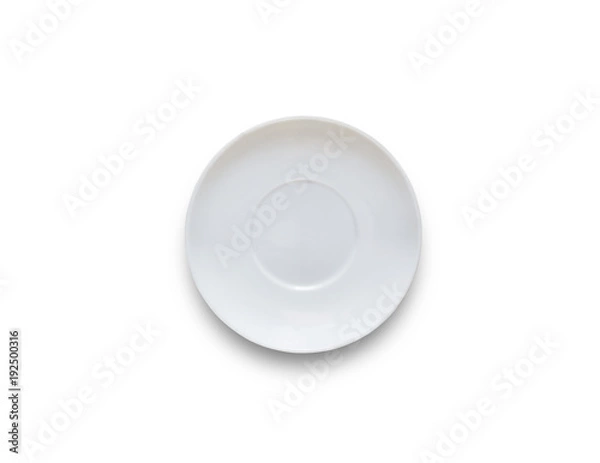 Fototapeta white coffee plate isolate on white background with clipping path.
