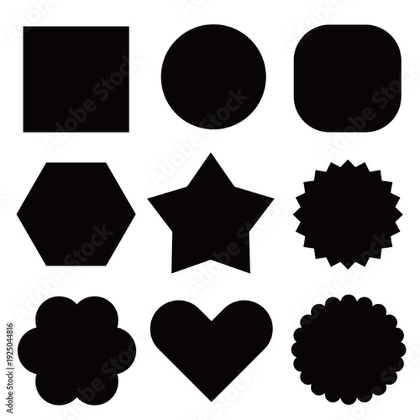 Obraz 基本の幾何学図形・フレームあしらいセット