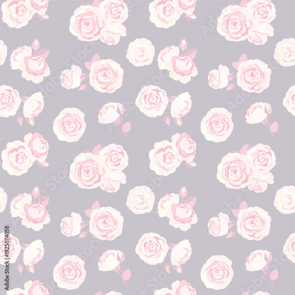 Obraz ピンクのバラのレトロなシームレスパターン