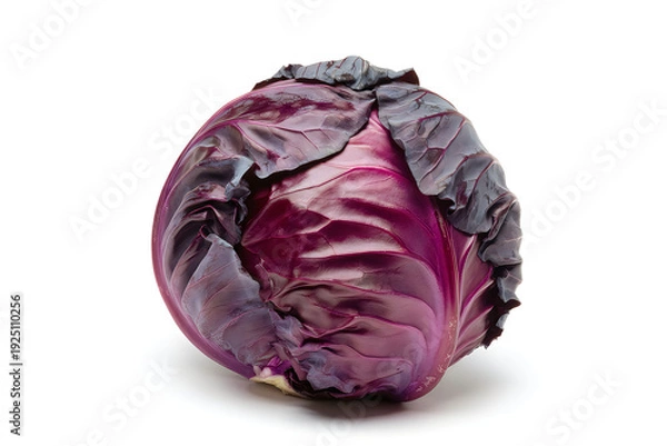 Fototapeta A red cabbage on a white background