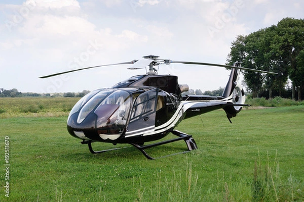Fototapeta Stojący na lotnisku śmigłowiec Eurocopter EC 120B Colibri