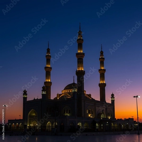 Fototapeta 夕暮れのモスク シルエット