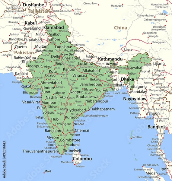 Obraz India-World-Countries-VectorMap-A