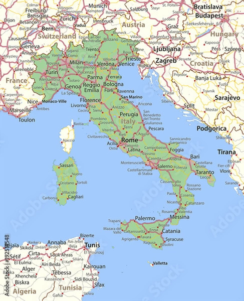 Obraz Italy-World-Countries-VectorMap-A