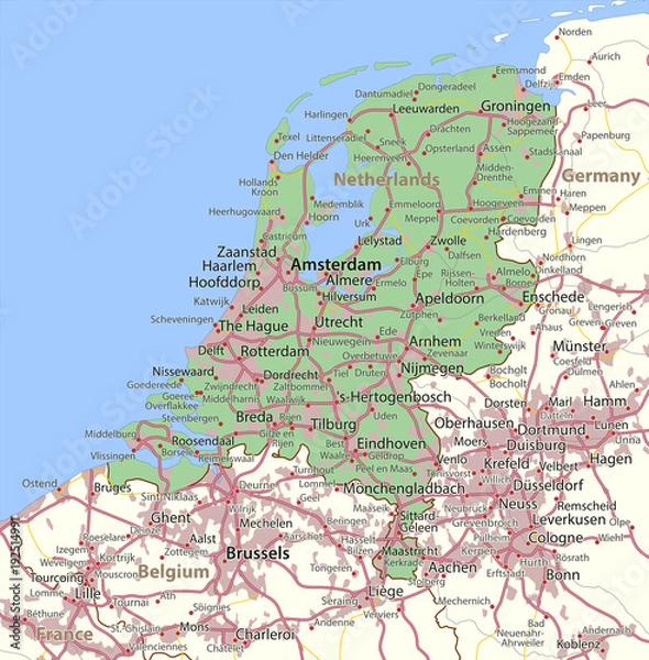 Obraz Netherlands-World-Countries-VectorMap-A