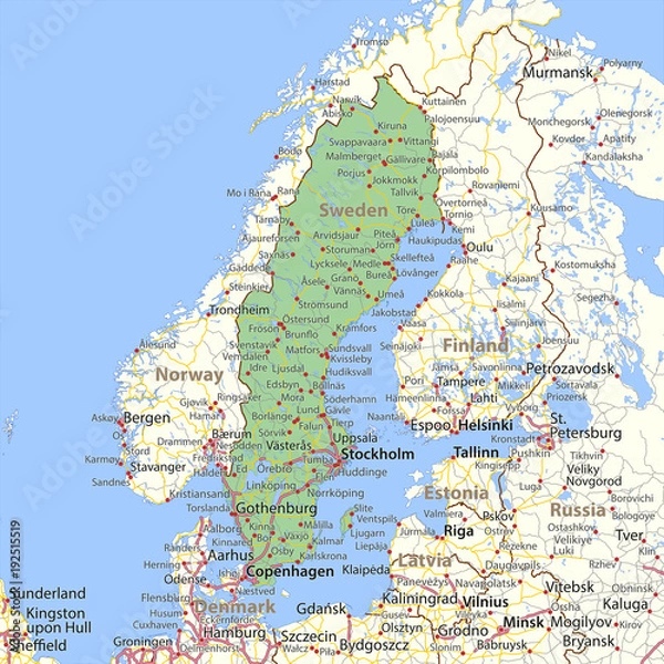 Obraz Sweden-World-Countries-VectorMap-A