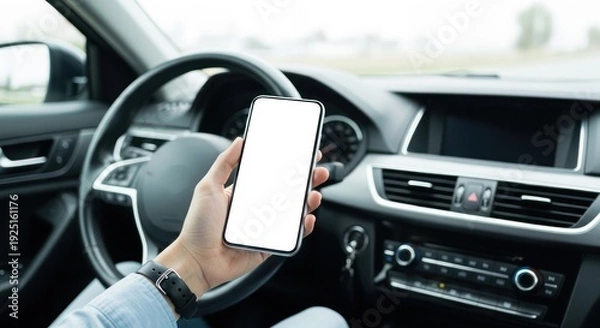 Obraz Driver Checking Phone While in Vehicle