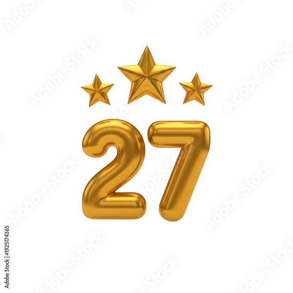 Obraz 金色星と数字が輝くお祝いデザイン