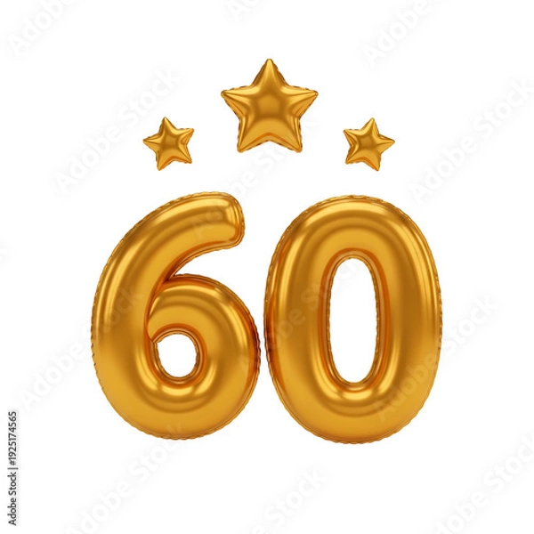 Fototapeta 金色の数字と星が輝くお祝いのイメージ