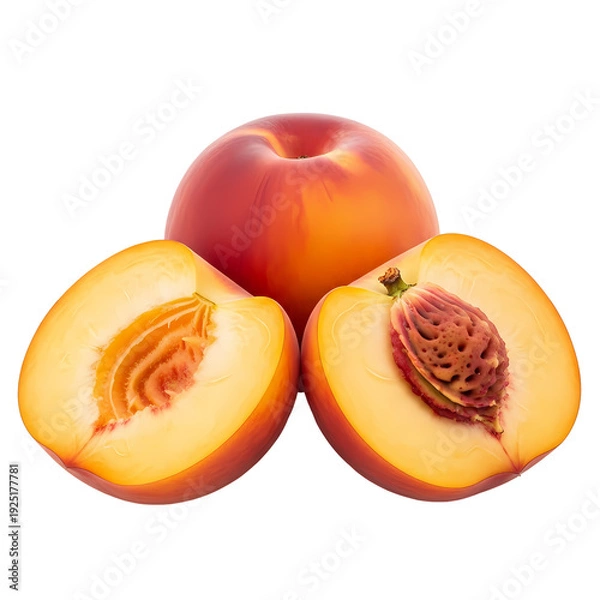 Obraz 完熟桃の甘美な断面、美味しそう