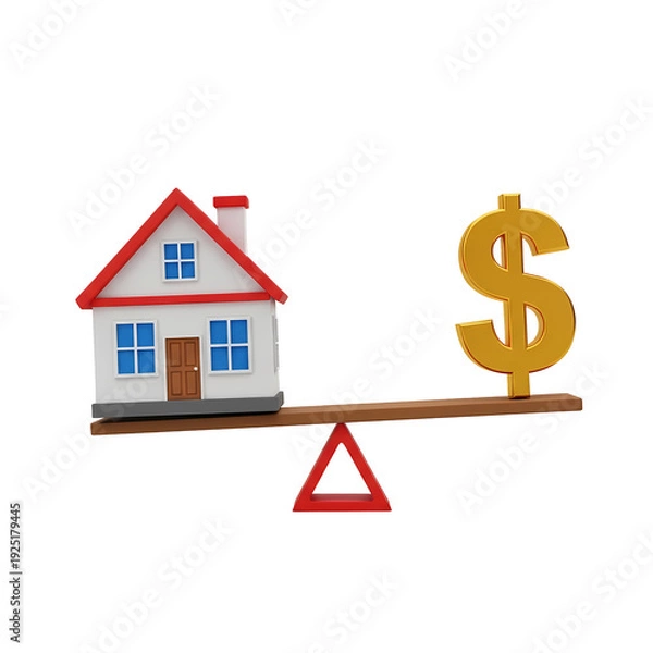 Obraz バランスが取れた家とドル記号の図