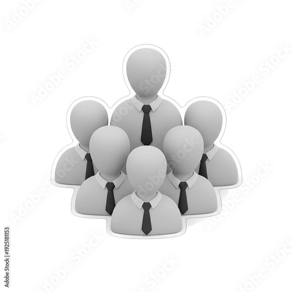 Fototapeta グレーの集団人物アイコン、チームワーク表現