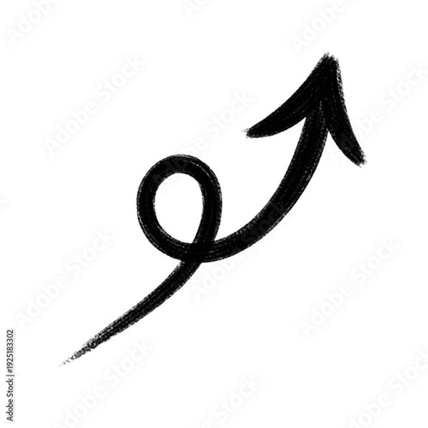 Fototapeta 上向き矢印のラフな手描きイラスト