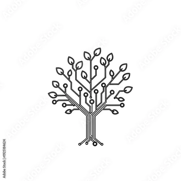 Fototapeta 暗闇に浮かぶ技術的な木のイラスト