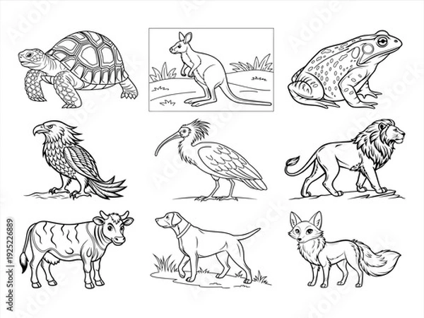 Obraz the animal bird and flower black vector bundle