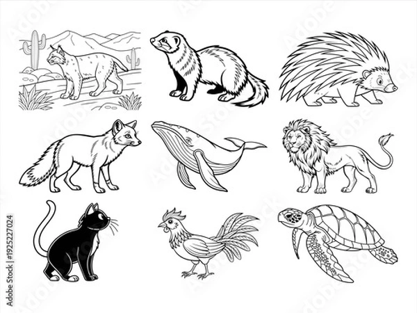 Obraz the animal bird and flower black vector bundle