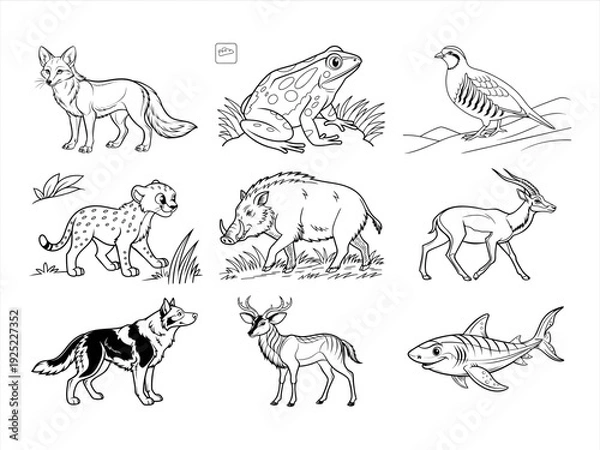 Obraz the animal bird and flower black vector bundle