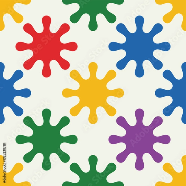 Fototapeta Vibrant Paint Splash Seamless Pattern