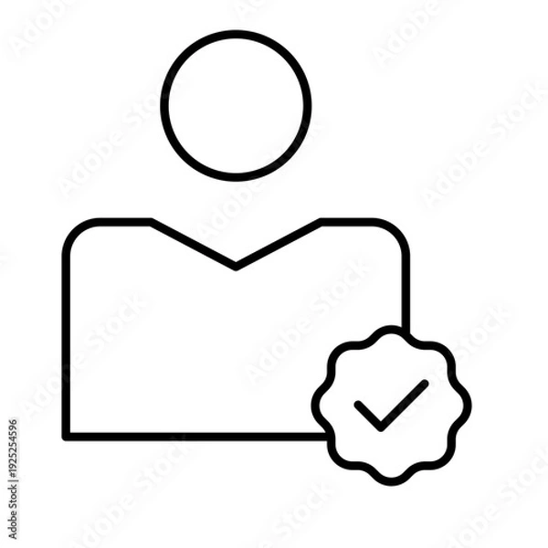 Obraz user with checkmark badge line icon with editable stroke