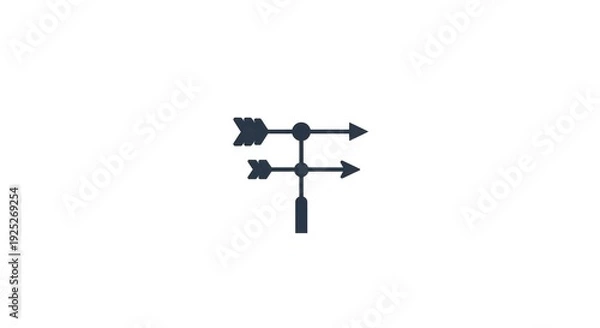 Obraz Minimalist graphical icon representing a weather vane, symbolizing wind direction and meteorological analysis, ideal for user interface elements, data dashboards, or educational resources