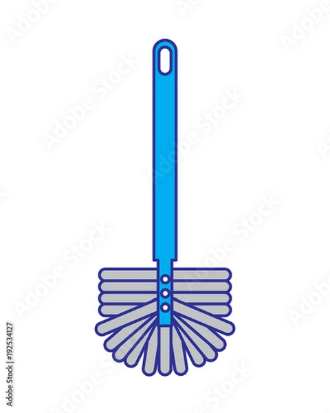 Fototapeta toilet brush handle sanitary clean icon vector illustration blue and gray design
