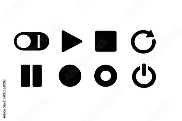 Obraz Minimalist black control icons set for interfaces and design