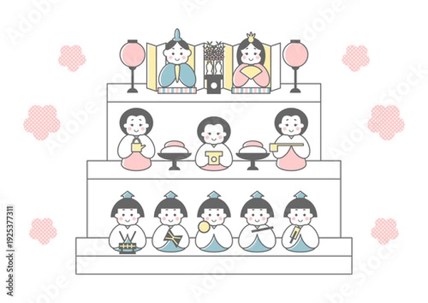 Fototapeta ひなまつりひな人形のイラスト