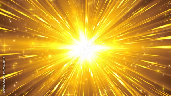 Obraz 金色の集中線のキラキラ光るエフェクト背景