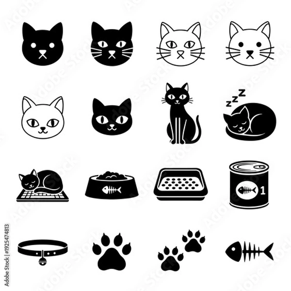 Obraz Simple Cat Icon Set
