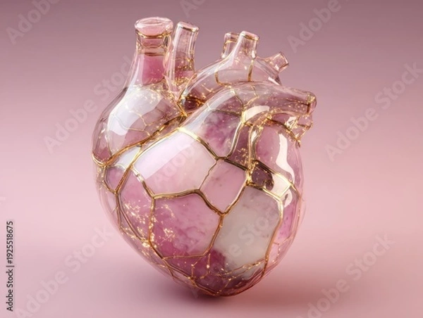 Obraz Glass Heart Model with Mosaic Pattern.