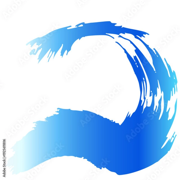 Obraz 青い筆描きの波模様 シンプルな水の背景ベクター