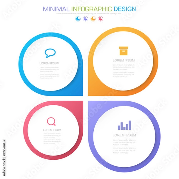 Fototapeta Infographic Elements with business icon on full color background  process or steps and options workflow diagrams,vector design element eps10 illustration