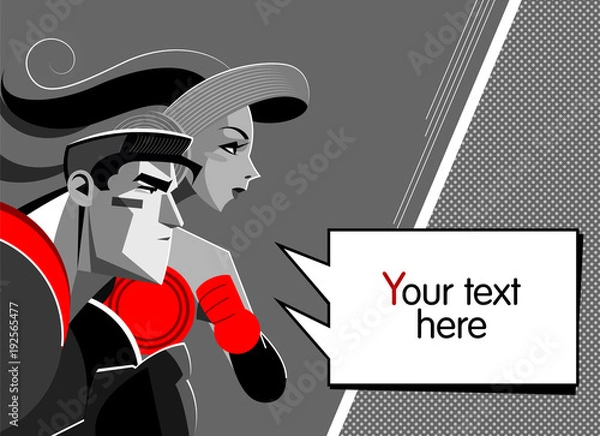 Obraz Superhero. Speech bubble. Pop-art comic background