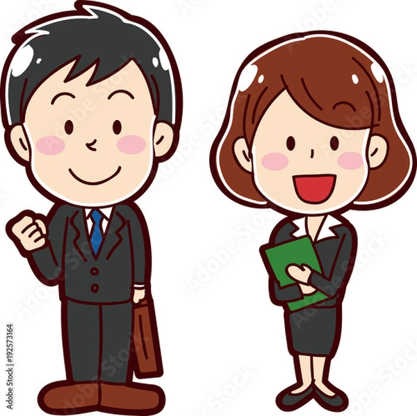 Fototapeta スーツの男性と女性のイラスト素材