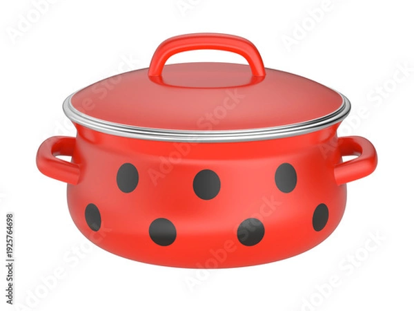 Obraz Red enamel cooking pot on transparent background